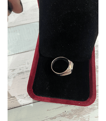 Anillo plata y lamina de oro cuadrado 