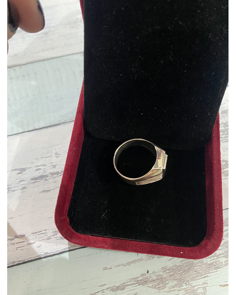 Anillo plata y lamina de oro cuadrado 