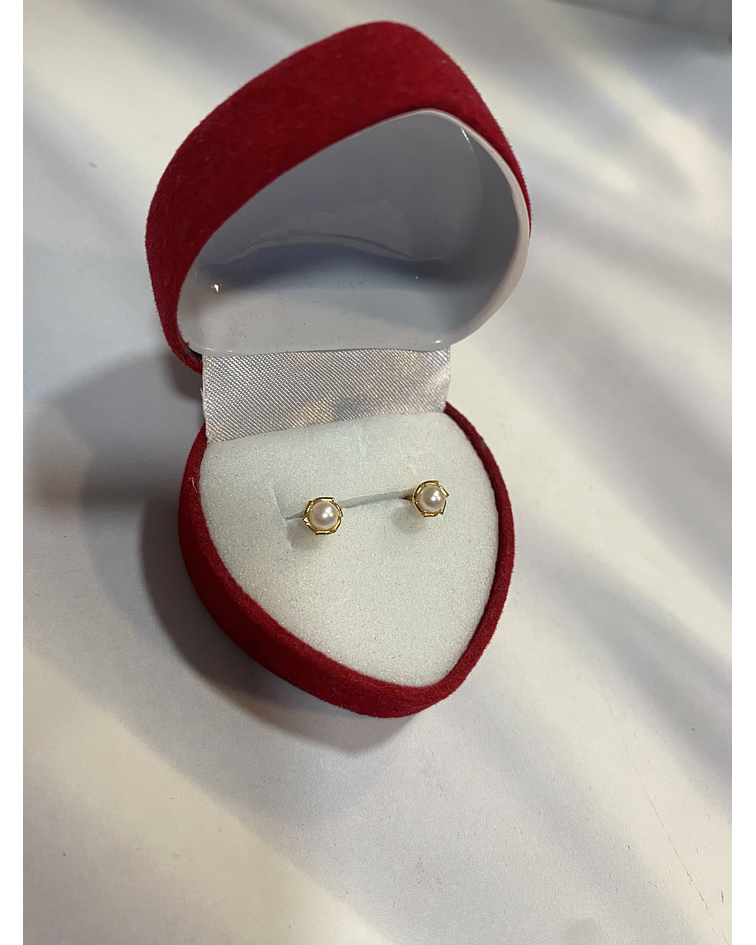 Aros de oro perla entrelazado - 18k