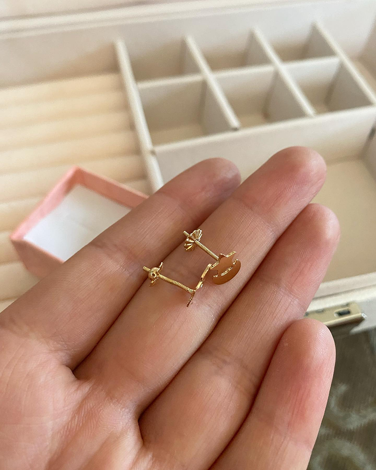 ✨Aros de oro 18k estrella y luna 🌜