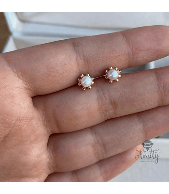 Aros perla con vástago ☀️