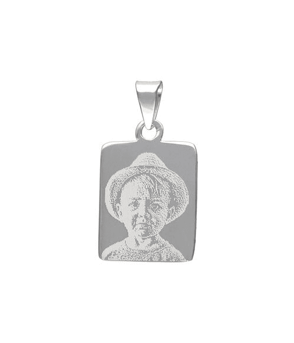 Colgante Placa Rectangular Pequeña con Fotograbado 17x14 mm