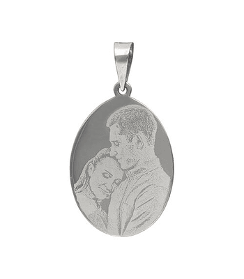 Colgante Placa Ovalada Grande con Fotograbado 33x25 mm
