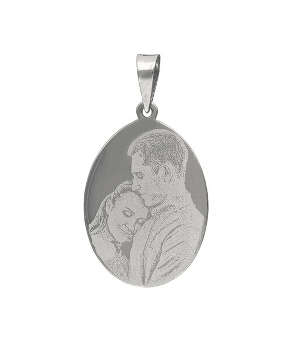 Colgante Placa Ovalada Grande con Fotograbado 33x25 mm