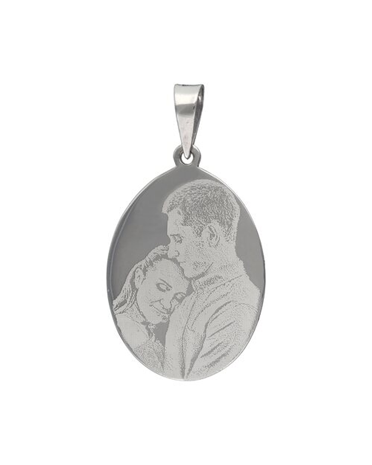 Colgante Placa Ovalada Grande con Fotograbado 33x25 mm
