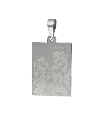 Colgante Placa Rectangular Grande con Fotograbado 30x22 mm