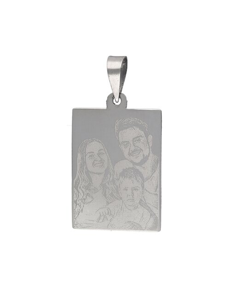 Colgante Placa Rectangular Grande con Fotograbado 30x22 mm