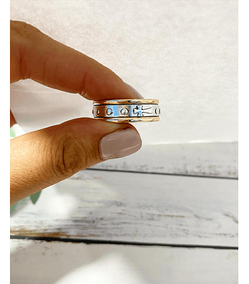 Anillo plata con oro modelo cruz denario ✨