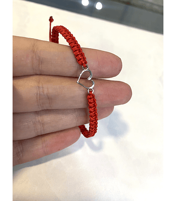 Pulsera hilo rojo con corazón 🌷