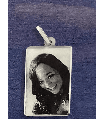 Colgante placa cuadrada grande con fotograbado 