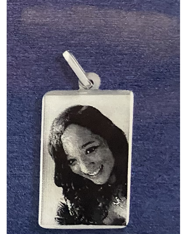 Colgante placa cuadrada grande con fotograbado 