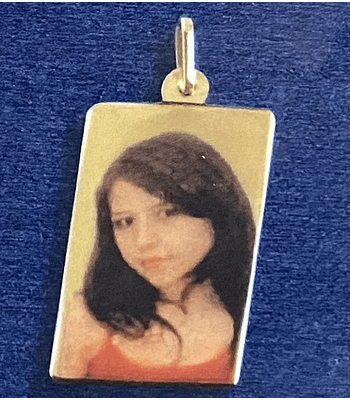 Colgante placa cuadrada con fotograbado 🌷