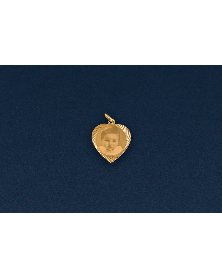 Colgante para Fotograbado Modelo corazón Talla 3 - Oro