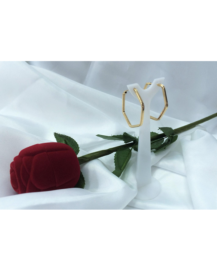 Aros oro tubo hexagonal 