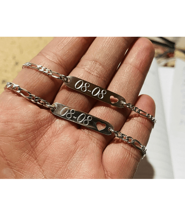 Pulseras parejas placa 💖