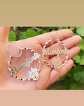 Aros Argollas entorchadas minnie y nombre 3,5 cm
