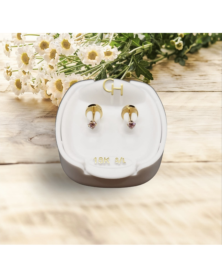 Aro abridor chispa rosa  - 18k / 2 mm