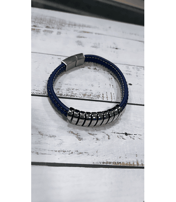 Pulsera de hombre  acero quirúrgico azul trenzada ✨