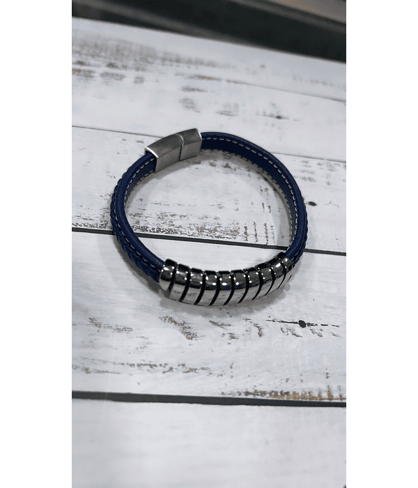 Pulsera de hombre  acero quirúrgico azul trenzada ✨