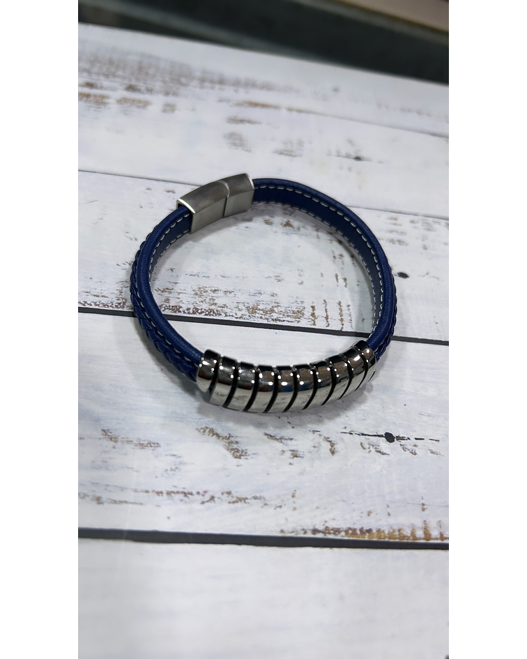 Pulsera de hombre  acero quirúrgico azul trenzada ✨