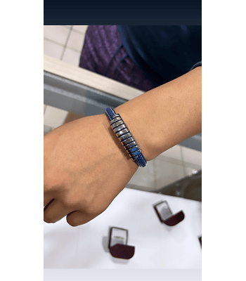 Pulsera de hombre  acero quirúrgico azul trenzada ✨