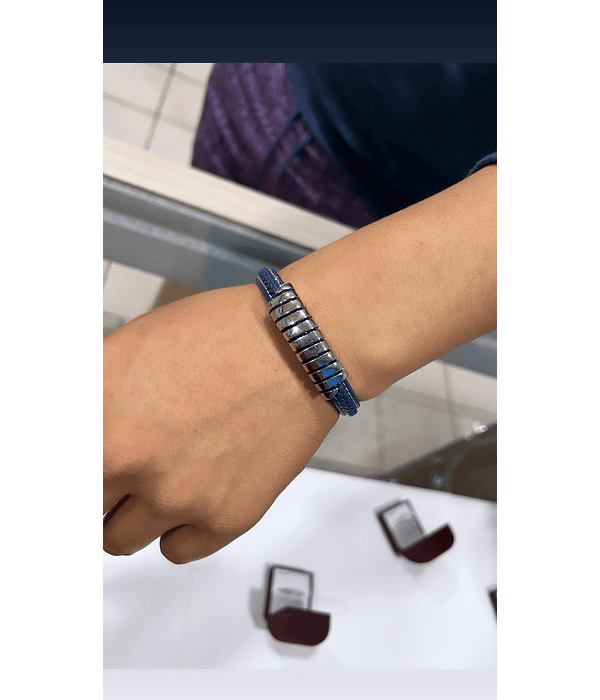 Pulsera de hombre  acero quirúrgico azul trenzada ✨