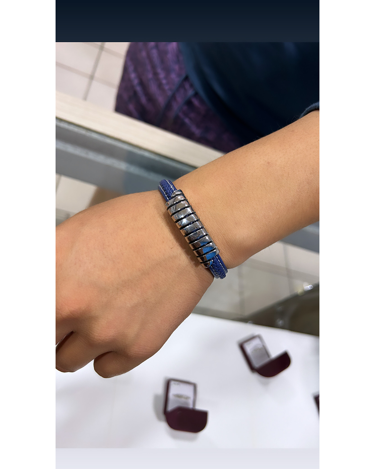 Pulsera de hombre  acero quirúrgico azul trenzada ✨