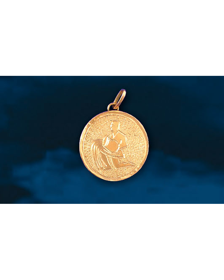 Medalla signo Acuario grabado a mano cod 1710AC 