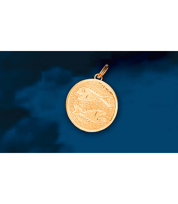 Medalla signo Piscis grabado a mano cod  1710PI