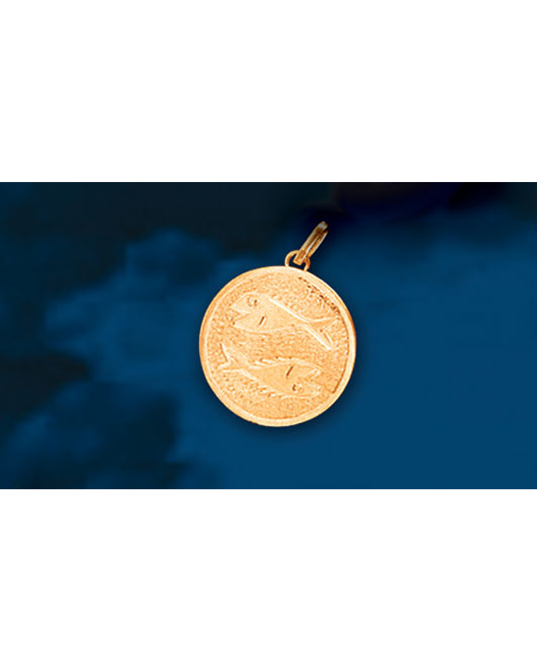Medalla signo Piscis grabado a mano cod  1710PI