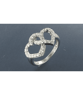 Anillo plata corazones enlazados 