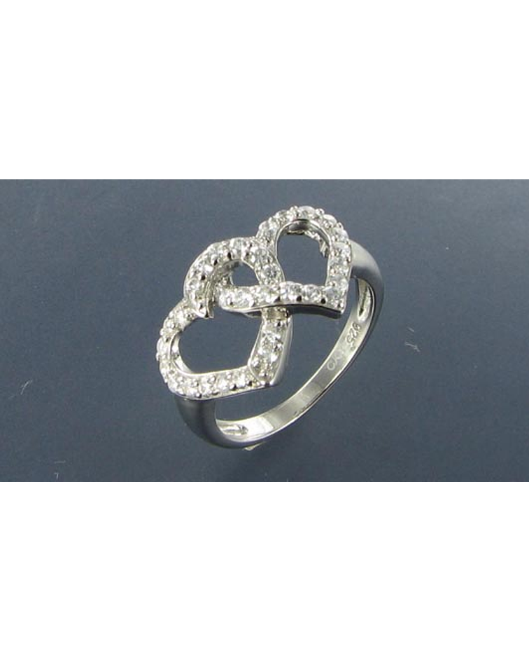 Anillo plata corazones enlazados 