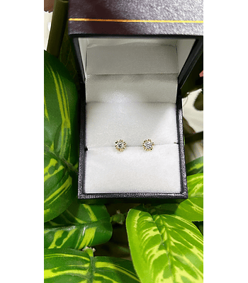 Aros brillo circón flor 