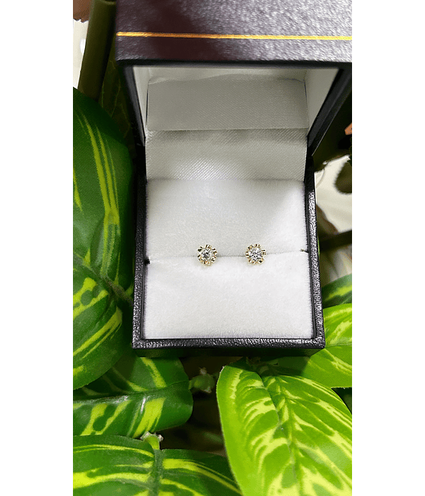 Aros brillo circón flor 