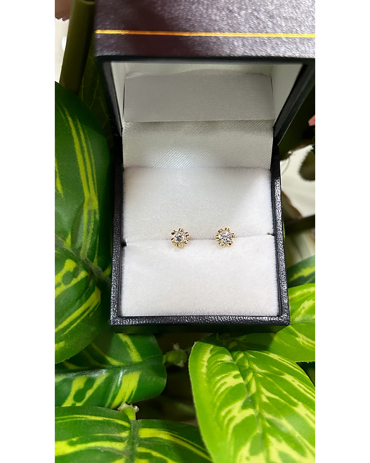 Aros brillo circón flor 