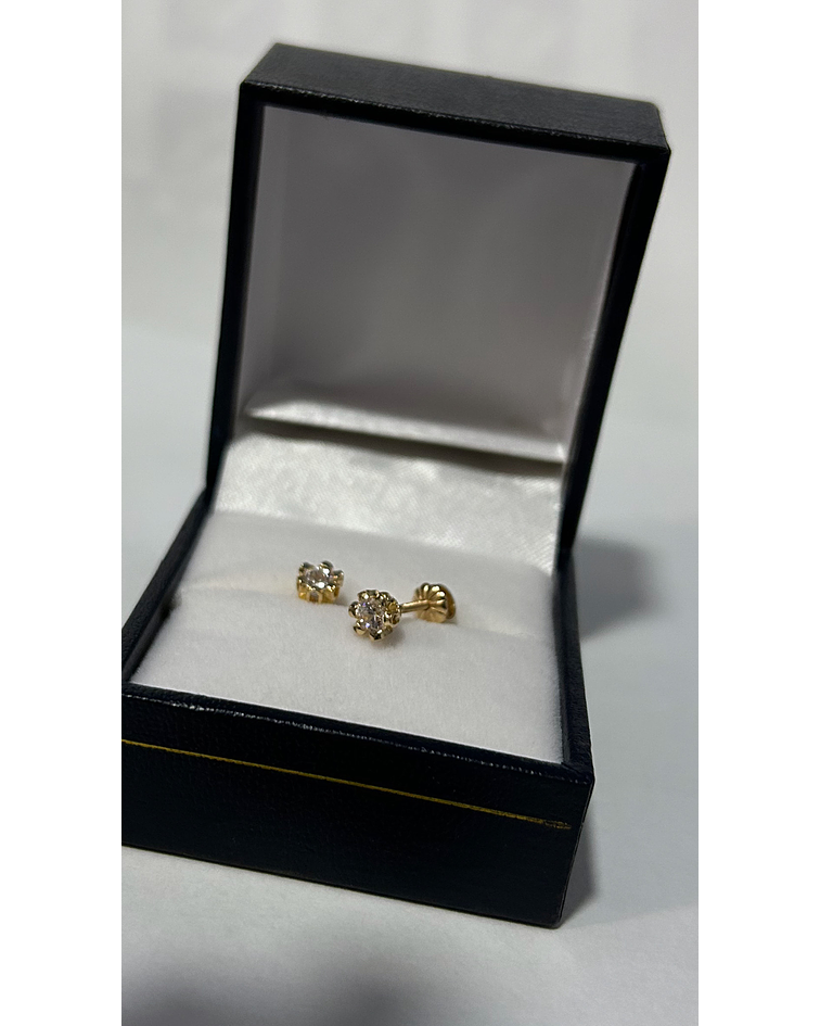 Aros brillo circón flor 