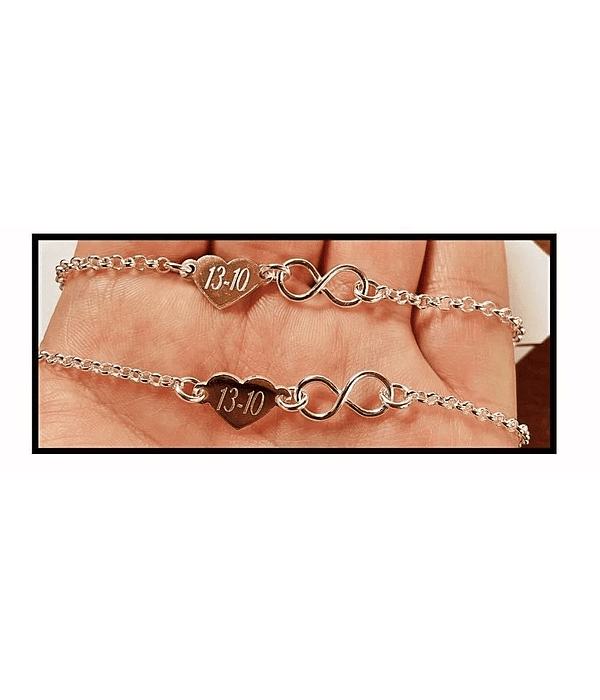Pulseras parejas iniciales infinito 