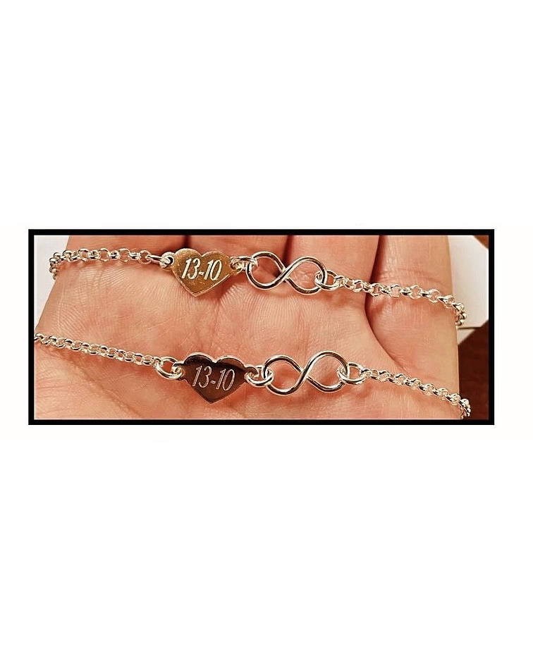 Pulseras parejas iniciales infinito 