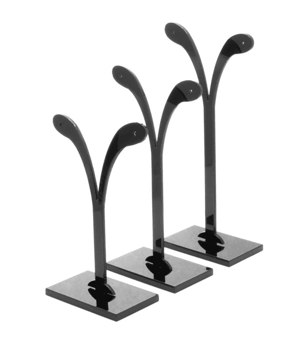 Exhibidor aros acrílico negro x 3 unid