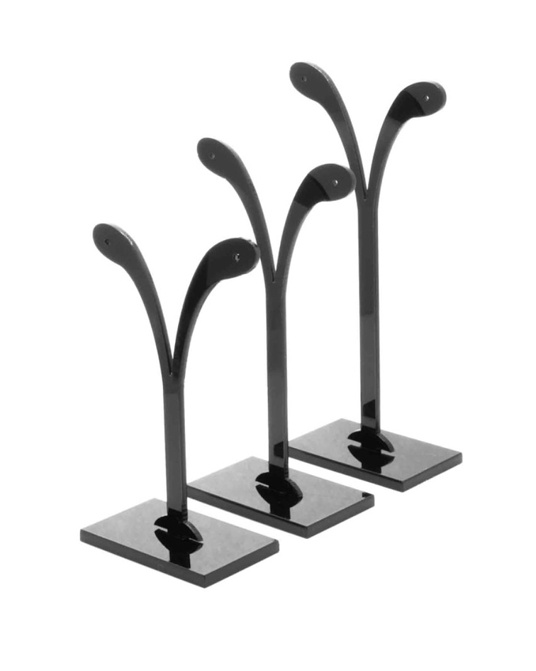 Exhibidor aros acrílico negro x 3 unid