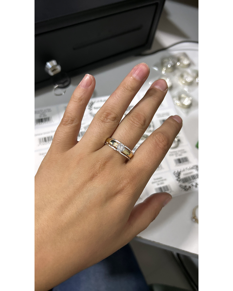 Solitario plata con oro 