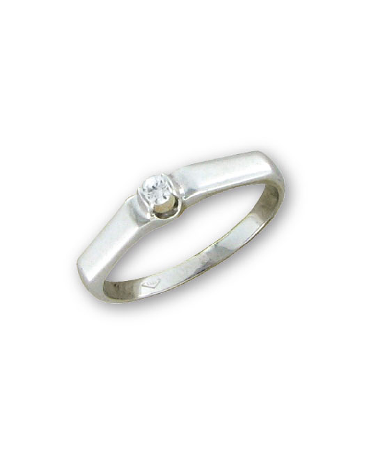 Anillo solitario oro blanco, 1 diamante corte brillante 6 pts.