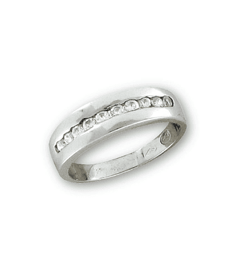  Anillo oro blanco rodin., 10 brill de 3 ptos., eng. riel