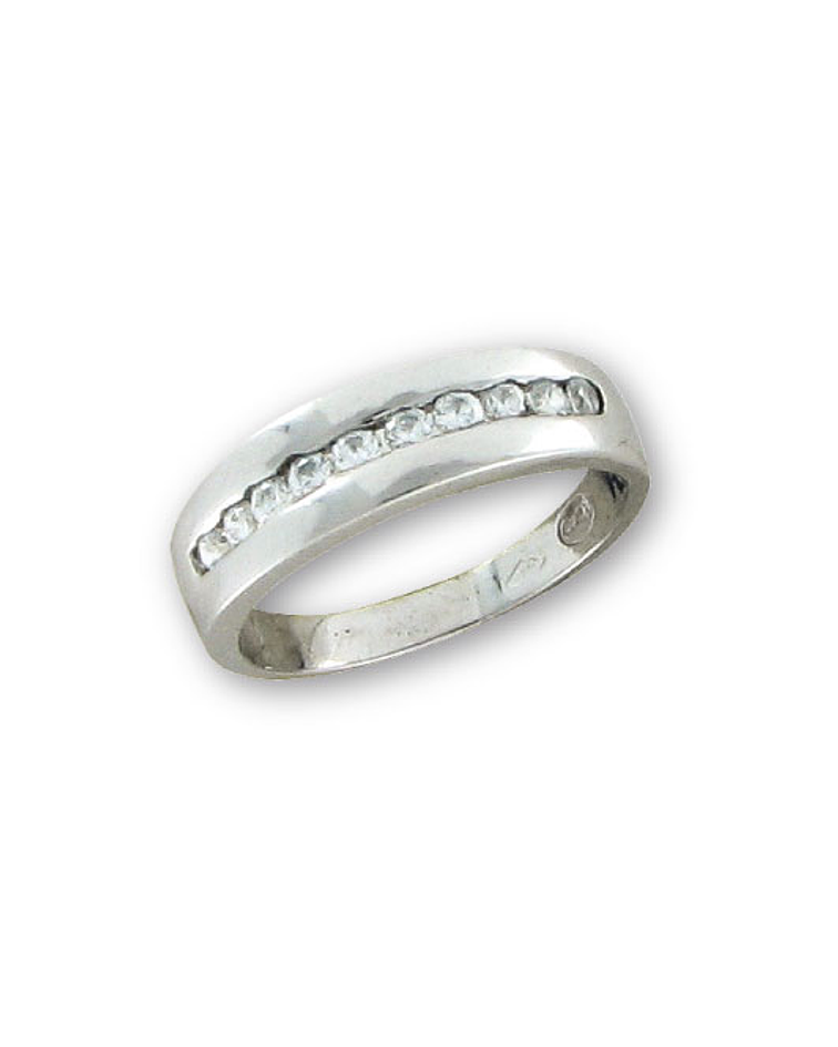  Anillo oro blanco rodin., 10 brill de 3 ptos., eng. riel