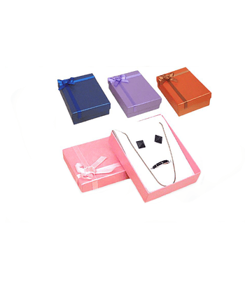 Caja de cartón para conjuntos, aros - cadena - anillo - colores variados según imagen 