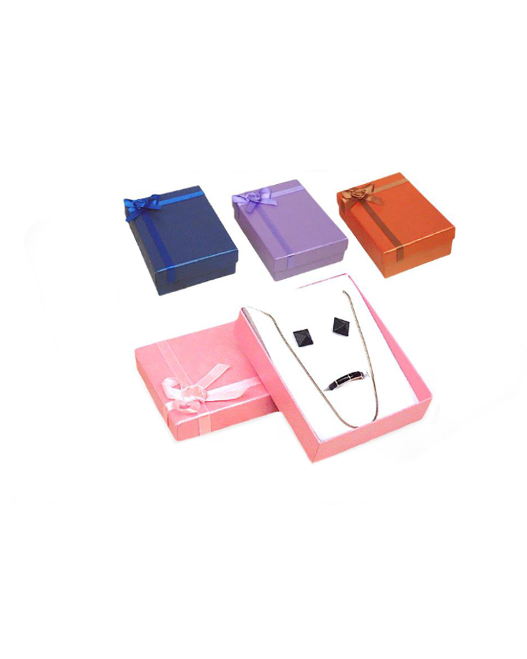 Caja de cartón para conjuntos, aros - cadena - anillo - colores variados según imagen 