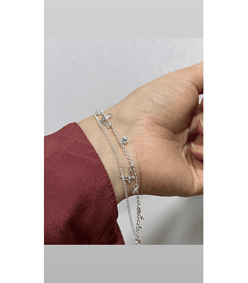 Pulsera doble mariposas y circones 