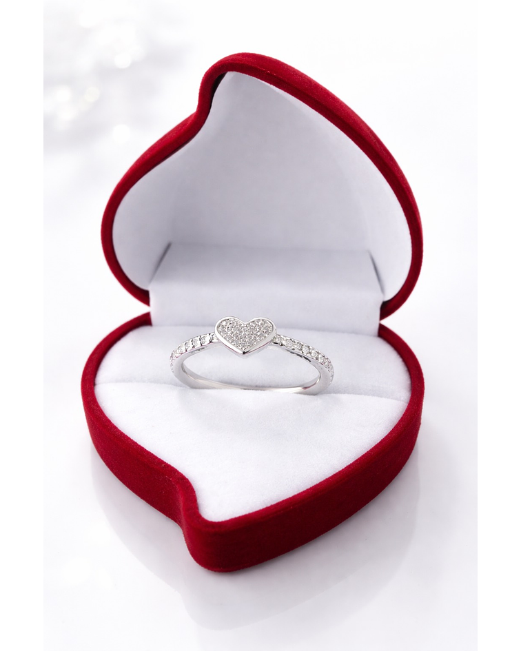 Anillo circones corazón - Plata 