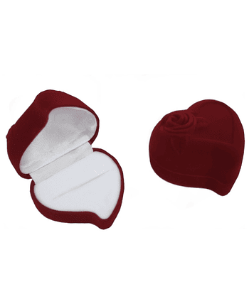Caja para anillo terciopelo con forma de corazón 