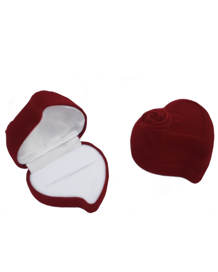 Caja para anillo terciopelo con forma de corazón 